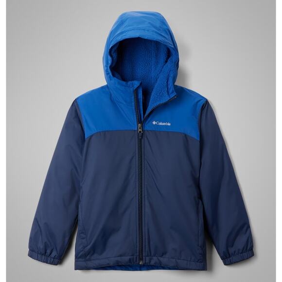 Columbia Boys Large Glennaker II Sherpa Lined Jacket Blue Water Resistant NWT